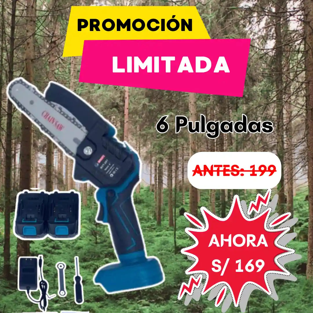 MOTOSIERRA PORTATIL 6 PULGADAS - BIYOTI -  2 BATERIAS