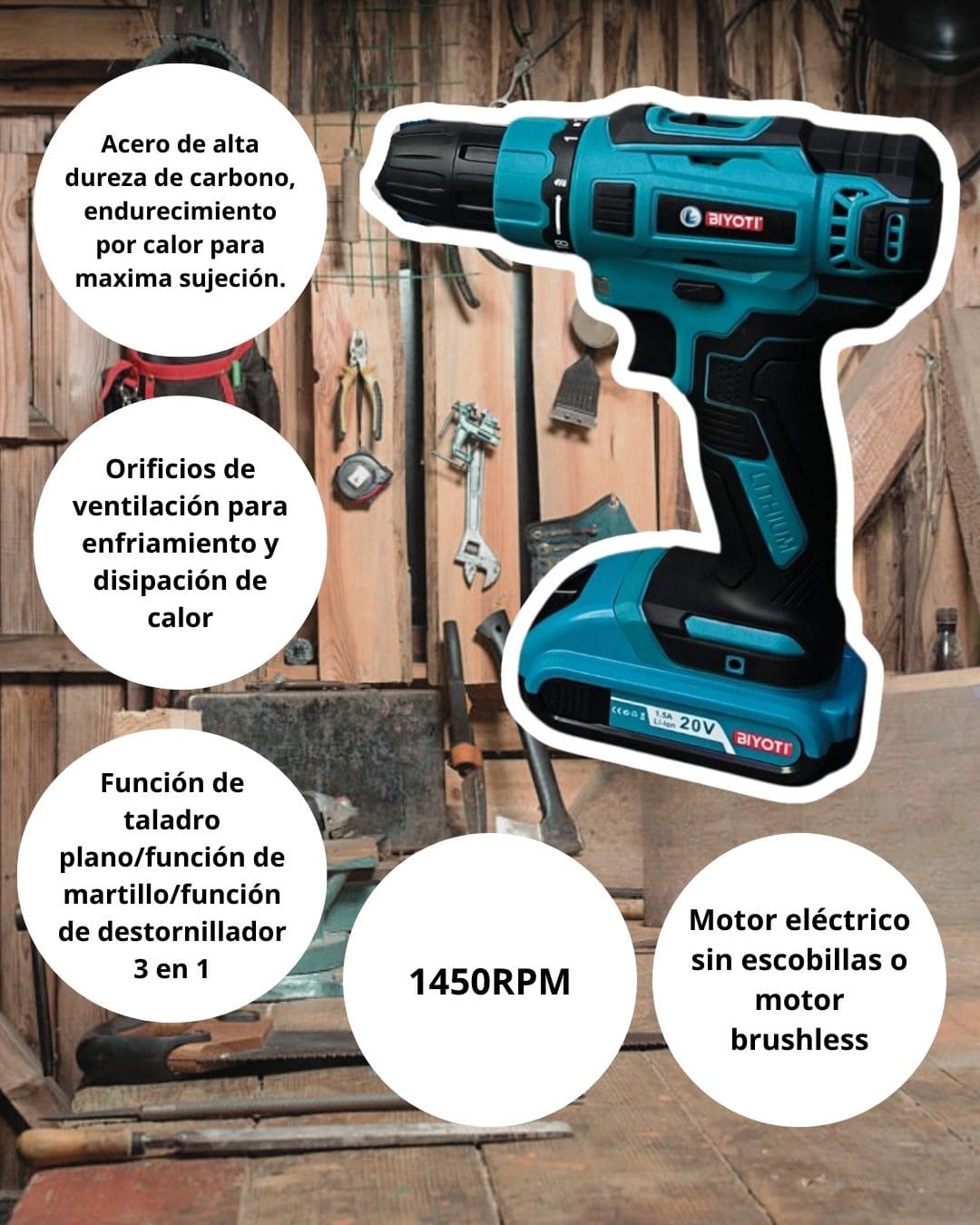 TALADRO Y DESTORNILLADOR INALAMBRICO DOBLE BATERIA