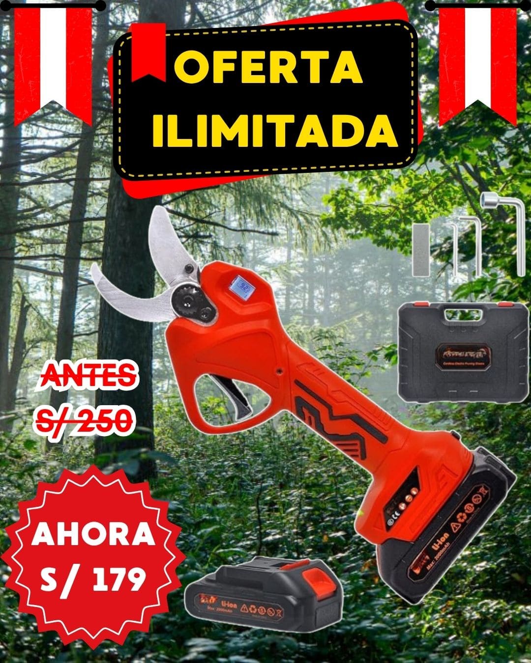 TIJERA DE PODAR INALAMBRICA 48VF