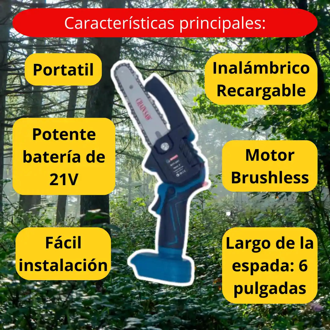 MOTOSIERRA PORTATIL 6 PULGADAS - BIYOTI -  2 BATERIAS